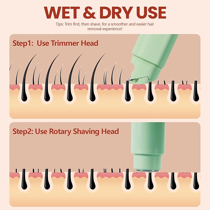 2025 New Electric Bikini Trimmer for Women, 2-in-1 Dual Head Shaver, Womens Electric Razor (Green)