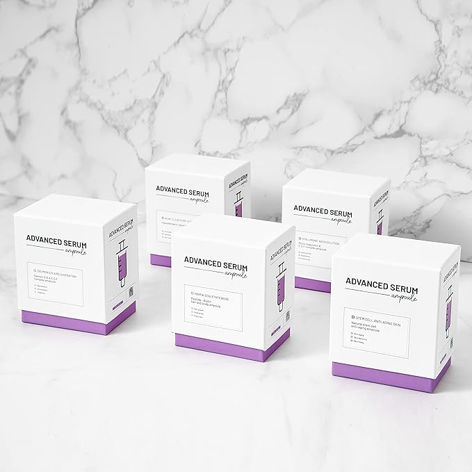 BRÜUN Advance Microneedling Korean Serum - 4 Different Booster Ampule Kit for Face and Body Including (AC + SC + SD + HY Control Serums) – Use with or without Dr Pen