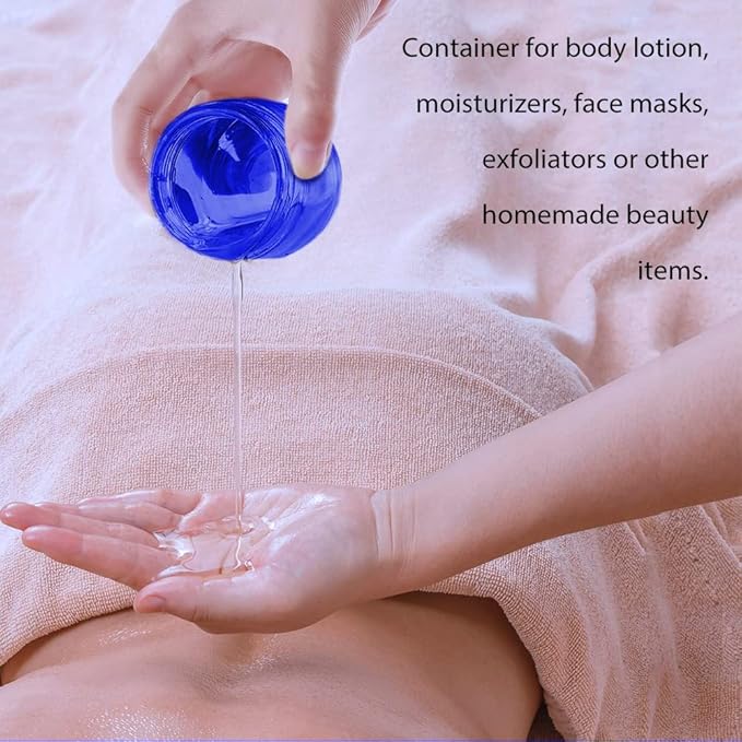 2 oz Glass Jars with Lids, 48 pack Blue Round Small Containers with Black Lids, Blank Labels & Inner Liners, Empty Cosmetic Containers for Sample, Powder, Cream, Lotion