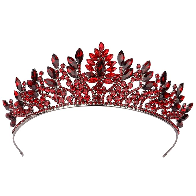LIMELIA Women's Tiara for Henna Wedding Party|Glitter Hair Accessories for Bridal Birthday Pageant Prom Halloween Cos-play Christmas Party|Danver-Burgundy