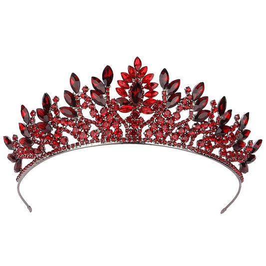 LIMELIA Women's Tiara for Henna Wedding Party|Glitter Hair Accessories for Bridal Birthday Pageant Prom Halloween Cos-play Christmas Party|Danver-Burgundy