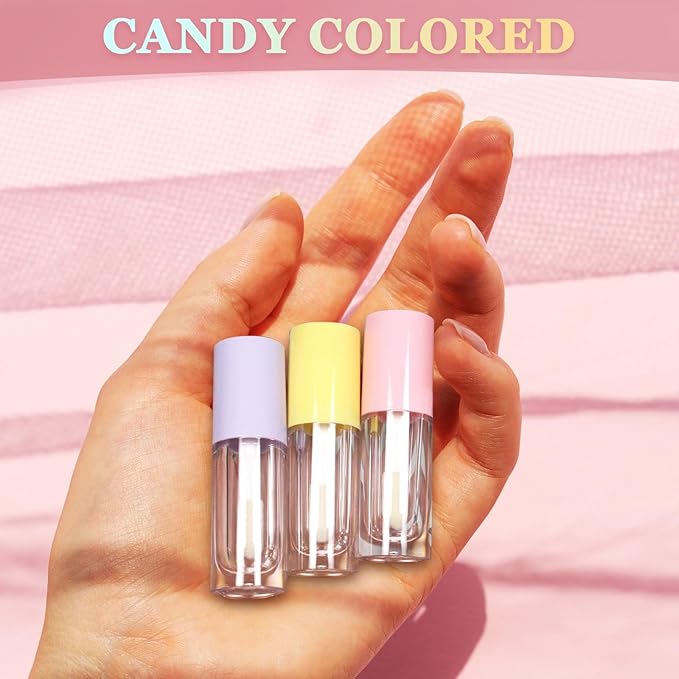 50pcs 2.5ml Empty Lip Gloss Containers Lip Gloss Tubes with Wand Cute 0.08oz Clear Refillable Lipgloss Making Supplies Kit for DIY Makeup + 2pcs Syringes (White)
