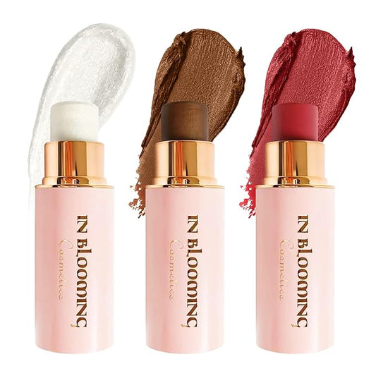 Contour Stick Makeup With Highlighter Blush Bronzer Sticks, Easy to Sculpt the Face and Create a Lightweight Finishing Makeup, Contour Stick Set for Beginners (Multiple, Large)