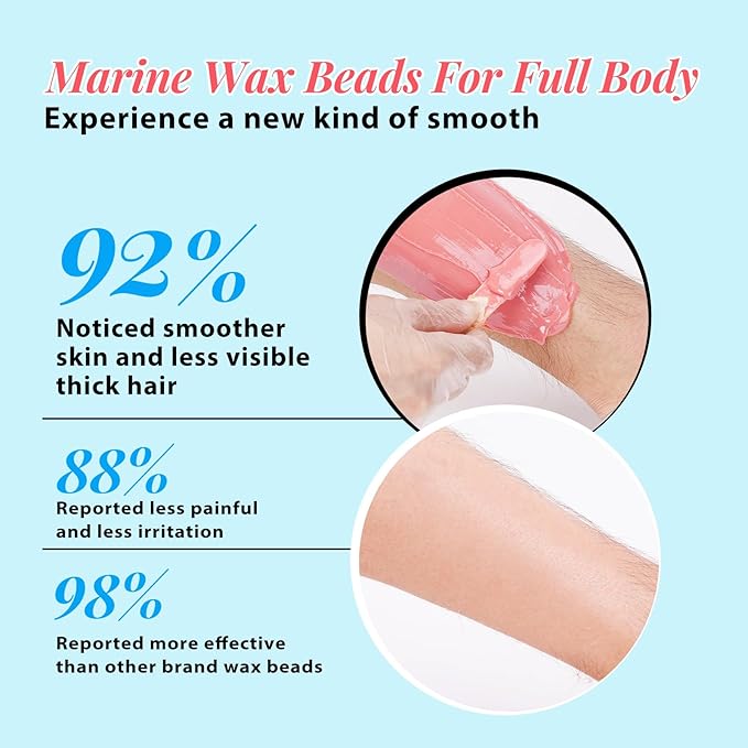 Complete Home Waxing Kit for Women: Face Brazilian Eyebrow Bikini Leg & Sensitive Skin - with 5 Packs Hard Wax Beads Digital Wax Warmer for Hair Removal