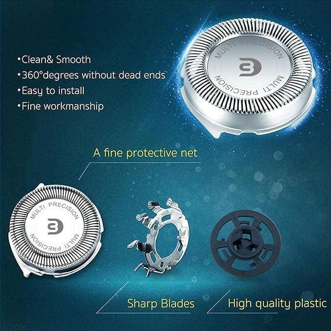 SH30 Replacement Heads for Philips Norelco Electric Shaver Series 1000, 2000, 3000 and S738 with Durable Sharp Blade, 9-pc Pack