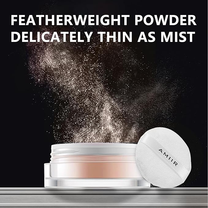 AMIIR Loose Setting Powder Makeup for Face - Talc-Free, Mattifying, Translucent Finish, Oil Control, Crease-Resistant, Perfect for Makeup Setting & Smoothing Pores on Oily Skin (#01 Fair Ivory)