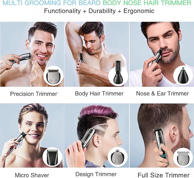Brightup Beard Trimmer for Men - Electric Razor & Shaver, Cordless Hair Clippers Trimmers Set, IPX7 Waterproof Mens Grooming Kit for Shaving Face, Mustache, Body, Ear, Nose Hair Trimmer, Gifts for Men