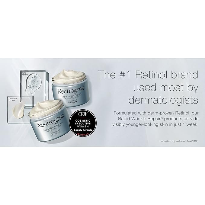 Neutrogena Rapid Wrinkle Repair Retinol Face Moisturizer, Daily Anti-Aging Cream with & Hyaluronic Acid to Fight Fine Lines, Wrinkles, Dark Spots, 1.7 oz (pack of 2) 3.4 Ounce