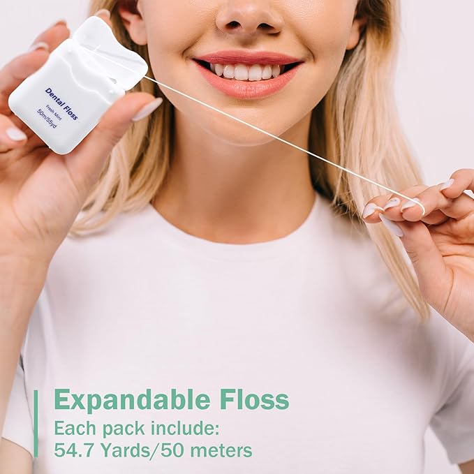 60 Pack Dental Floss Bulk Mint Flavored 50m Each Travel Dental Floss Oral Care for Teeth and Gum Protection(White)