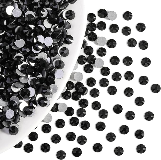 Beadsland Flatback Rhinestones Bulk,14400pcs Black Rhinestones for Nails Crafts Clothes DIY Decoration, Jet Black, SS16, 3.8-4.0mm