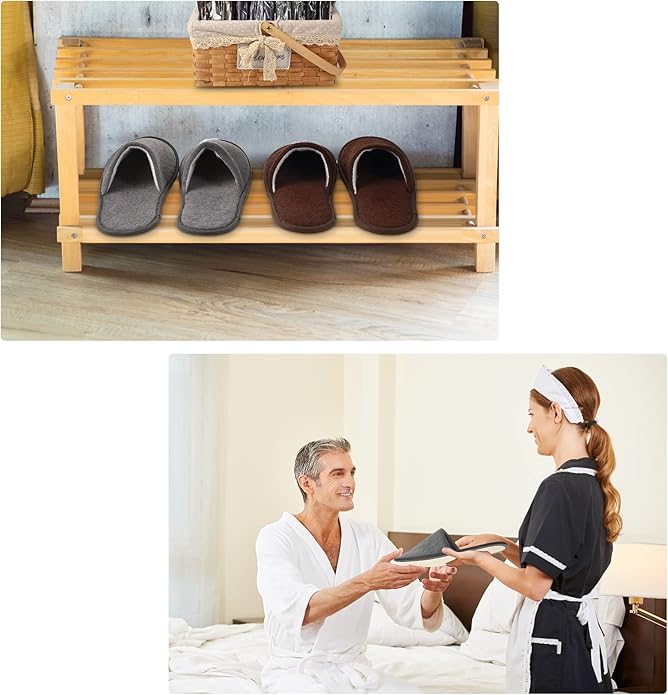 Geyoga 12 Pair Disposable House Slippers for Guests Non Slip Disposable Slippers for Spa Travel Hotel Shoeless Home Bride Bathroom Bedroom