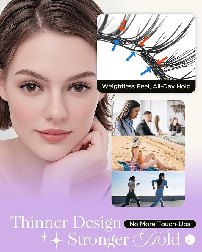 BEYELIAN Soft Magnetic Eyelashes, Reusable Magnetic Lashes with Applicator Natural Look No Glue Needed Comfortable & Secure Fit for All-Day Wear (1 Pair,SME04)