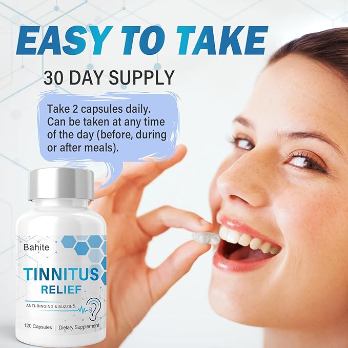 Tinnitus Relief for Ringing Ears, Tinnitus Treatment Supplement for Ear Ringing Relief, Supports Ear Health & Reduces Ringing in Ears, Promotes Peaceful Life & Hearing Comfort, 120 Capsules