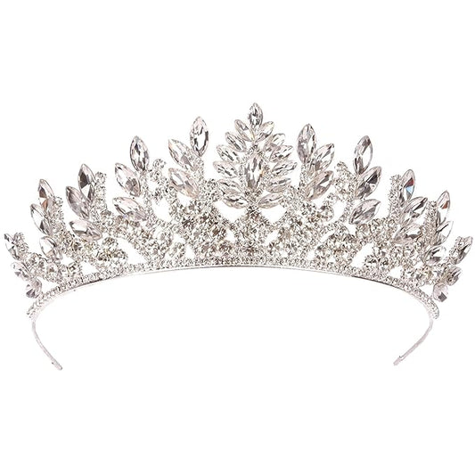 LIMELIA Women's Tiara for Henna Wedding Party|Glitter Hair Accessories for Bridal Birthday Pageant Prom Halloween Cos-play Christmas Party|Danver-Silver