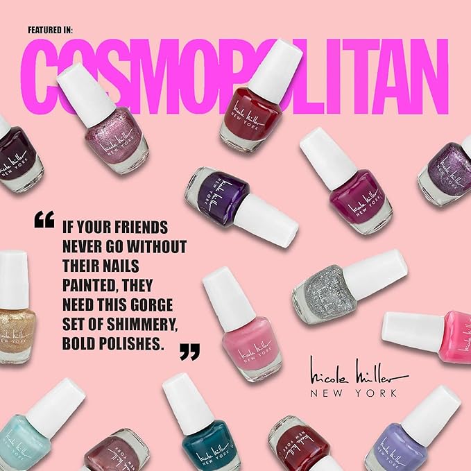 Nicole Miller Mini Nail Polish Set – Glossy, Vibrant Colors for Fingernails & Toenails, 2 Pack Trendy Collection