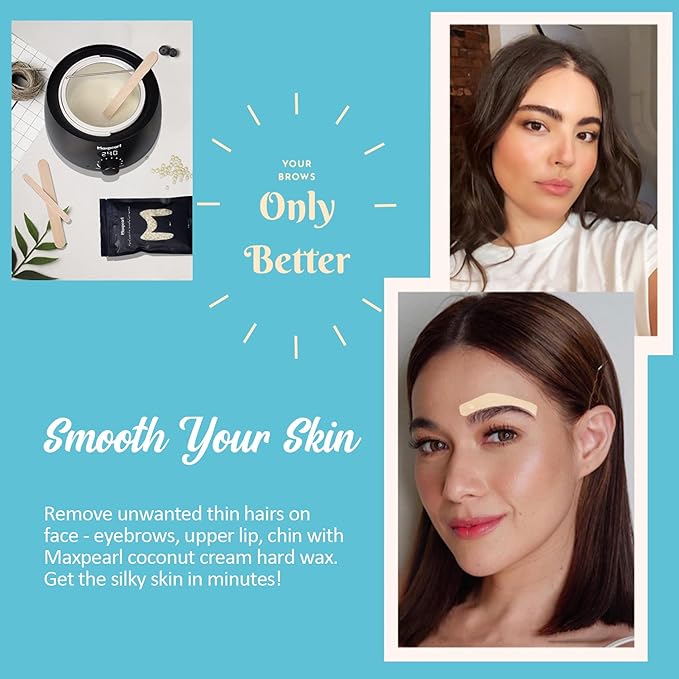 Maxpearl Digital Waxing Kit - Women Men Hard Wax Melt Warmer Kit for Hair Removal - Sensitive Skin, Eyebrows, Face, Underarms, Brazilian, Bikini, Legs