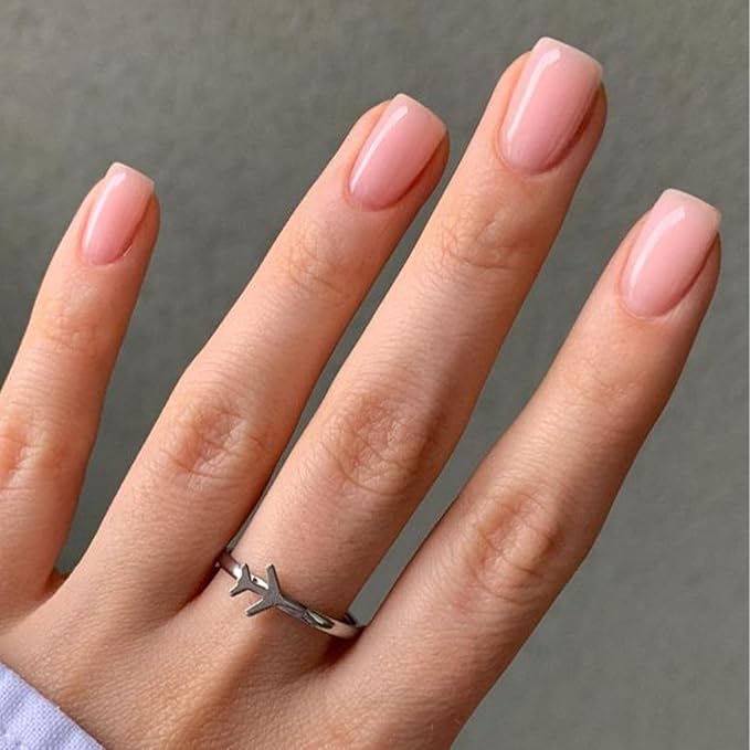 Modelones Pink Press on Nails, Spring Easter Short Square Fake Nails, Reusable Nail Kit with Nail Glue Adhesive Tabs Mini Nail File, Nails Press Ons 32Pcs 16Sizes, Women Girl Gift