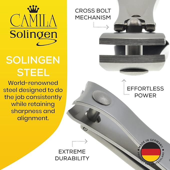 CS14 2.5" Fingernail Clipper and Toenail Clipper for Manicure and Pedicure - Professional Nail Clippers with Precision Super Sharp Blades - German Stainless Steel Cuticle Trimmer