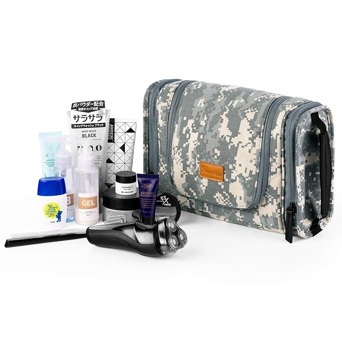 MIRASON Hanging Toiletry Bag for Men Dopp Kit Waterproof Travel Organizer Bag with Sturdy Metal Hook and Handle for Bathroom Shower Camping Toiletry Bag Gift for Men (Camo)