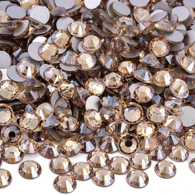 Blinginbox Flatback Rhinestones Bulk,14400pcs Crystal Round Loose Gemstones Glass Rhinestones for Crafts Makeup Nail Art Clothes Shoes DIY Decorations(SS10,2.7-2.9mm,Golden Champagne)