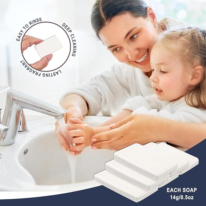 Bulk Bar Soap, 50 Pack Mini Soap Bars Bulk Individually Wrapped, 0.5 oz Travel Soap Small Hotel Soaps Travel Size Toiletries for Hotel Bathroom