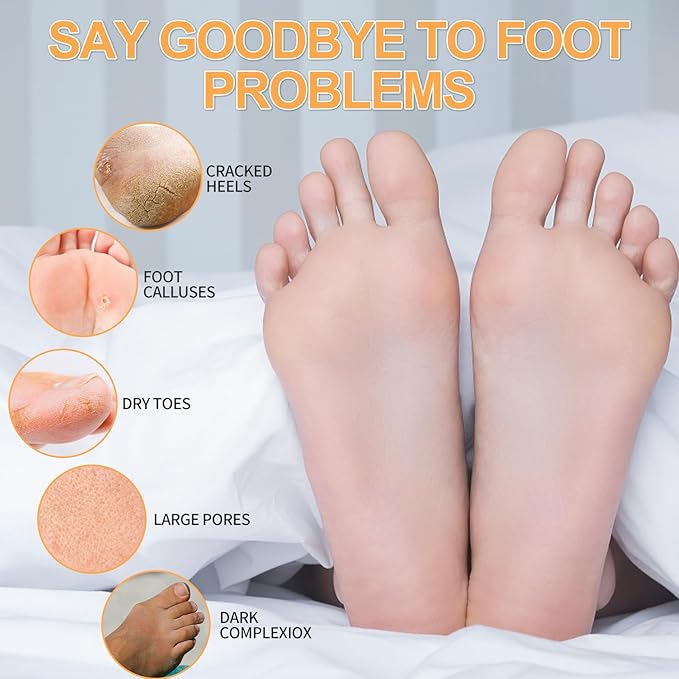 Pedicure Kit Foot Soak Set: Bubble Salt, Sugar Scrub, Massage Mask, Massage Lotion in a Box, 4 Step Foot Spa Kit for Dry Feet, Softens Calluses and Tired Feet（1 Set Orange)