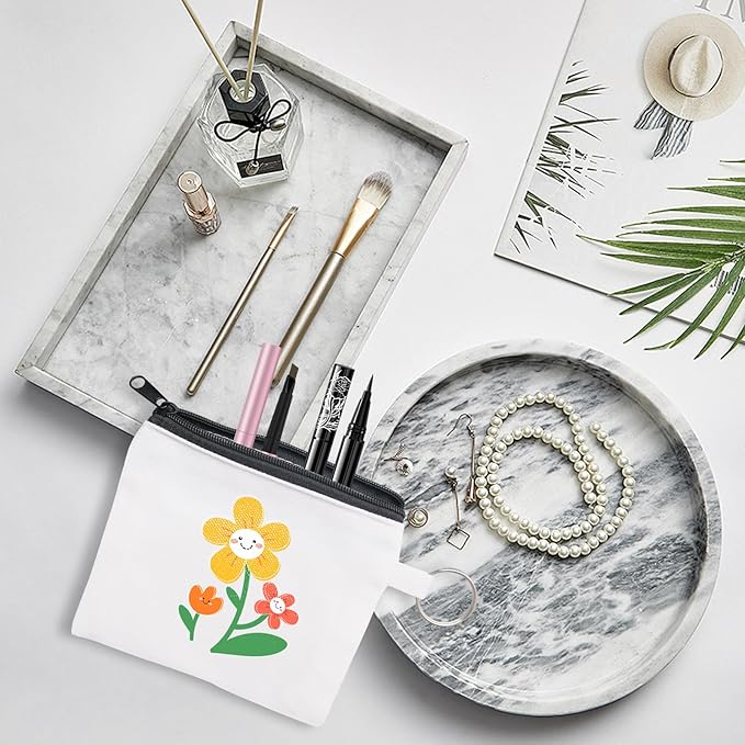 32 Pieces Sublimation Coin Purse Zipper Canvas Pencil Pouch Canvas Cosmetic Organizer Bag Pouch Portable Blank Cosmetic Pouch DIY Craft Bag for Organizing Women Travel Vacation Supplies(White)