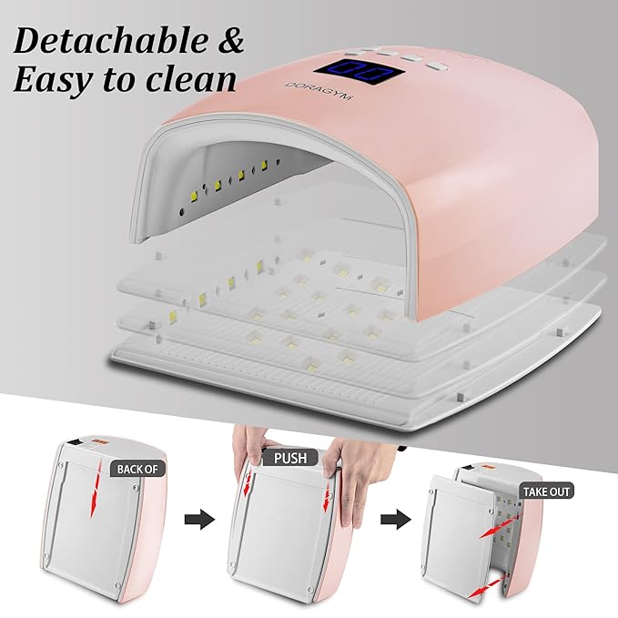 Rechargeable UV LED Nail Lamp, 66W Professional Led Nail Night for Gel Nails, Cordless Nail Lamps for Gel Polish, Gel Polish Nail Dryer, Portable UV Nail Lamp (Pink)