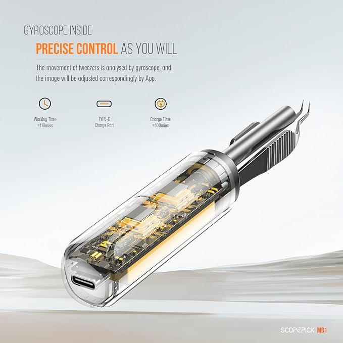 Blackhead Removal Tweezer with 1080p Camera, Ultimate Precision: Tweezer with Camera - Perfect for Delicate Tasks! - - Eyebrow Tweezer, White Hair Tweezer (White)