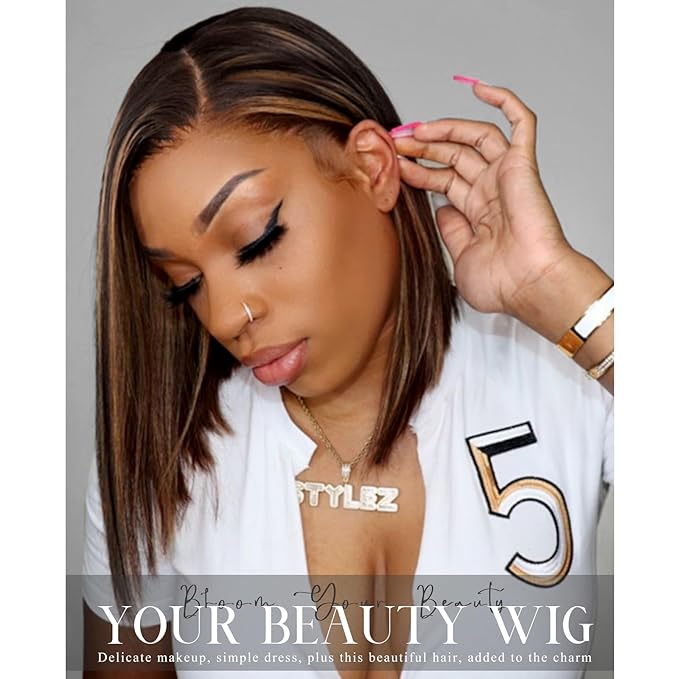 Arabella Hair 12inch 6x6 Ready to Go Glueless Wig Human Hair 1B/30 Highlight Bob Wig Real 210% Density 12a Straight Bob Wigs Human Hair Pre Cut Lace Pre Bleached Tiny Knots