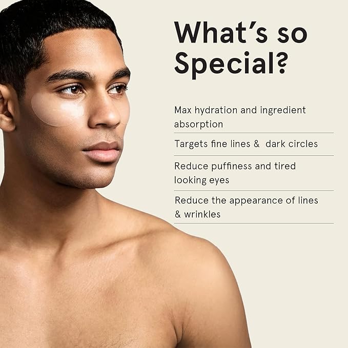 BRO MASK Under Eye Gel Pads: Cooling Eye Patches for Dark Circles and Puffiness | Anti Aging Hydrogel Eye Patch Set + Bakuchiol, Green Tea, Hyaluronic Acid, Caffeine, Niacinamide/Vit B3 (4 X 6 Pairs)