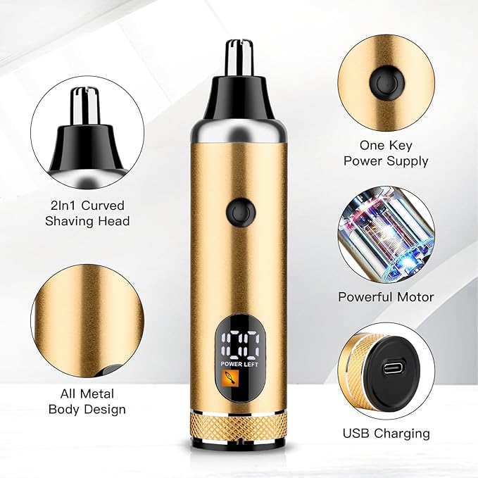 Professional Hair Clippers for Men,Cordless Barber Clippers,Beard Trimmers and Nose Hair Trimmer Kit,Mens Grooming Haircut Kit with LED Display,Gold