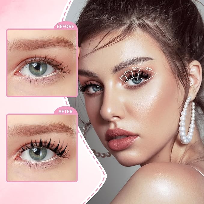 Short Lash Clusters Fairy 8-14mm Manga Lashes Eyelash Clusters Spiky Wet-Look Cluster Lashes C Curl Wispy WideSpan Ultra-Thin Clear Band (Short Fairy Only Lashes)