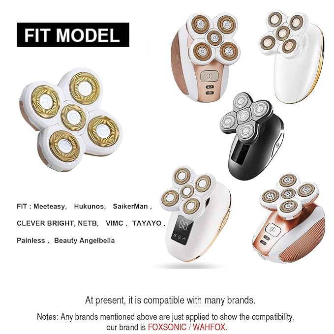 5 Blades Women Shaver Replacement Heads for Head Shaver and Many Brands 5 Blades Replacement Shaver Head Blade 5 Heads Beard Electric Razor Shaver Head