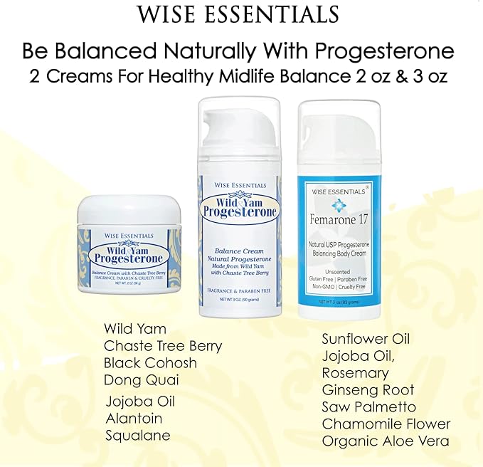 Wild Yam & Progesterone Cream by Wise Essentials – Made from Wild Yam Plant Based Hormone Balance Support for Natural Transitions of Menstrual Cycle & Menopause – 2oz