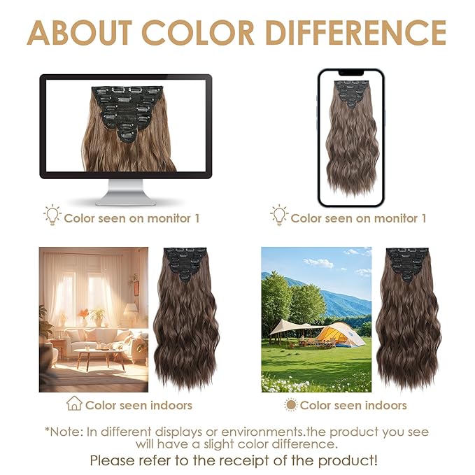 Clip in Hair Extensions for Women - 20 Inch Long Wavy Brown Extensions, 6PCS Chocolate Brown Hairpieces that Blend Naturally with Your Real Hair (20 Inch, Chocolate Brown)