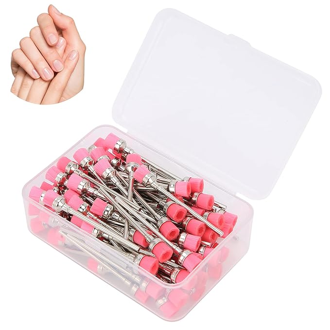100pcs Nail Drill Bit Cleaning Brush - Nail Polishing Head Cleaner Stainless Steel Nail Head Cleaning Brush Nail Dust Brush Cleaner Manicure Tool Accessory for Manicure Pedicure(02)