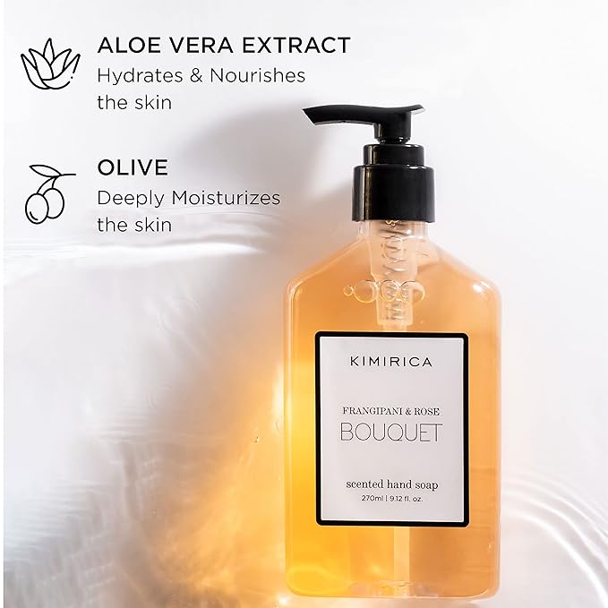 Frangipani & Rose Hand Care Duo | Moisturizing Hand Wash & Lotion Set with Floral Scent | Nourishing, Non-Drying, Elegant Sink Set for Bathroom or Kitchen | 9.13 Fl Oz (Pack of 2)