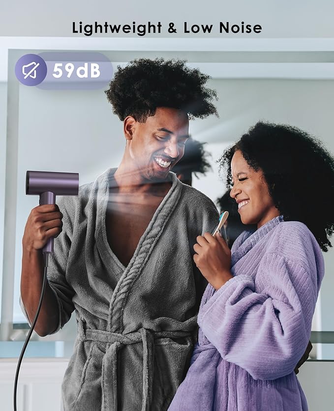 Ionic Hair Dryer, High-Speed Blow Dryer - 150,000 RPM Brushless Motor, 500 Million Negative Ions, Ultra-Light & Small, Smart Temp Control, Quiet Hairdryer for Women, Ideal for Travel, Home