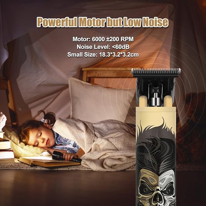 BESTBOMG Hair Clippers & Trimmer Ceramic T-Blade Cordless Haircut Sets Rechargeable with 10 Guide Combs & for Men/Father/Husband/Boyfriend