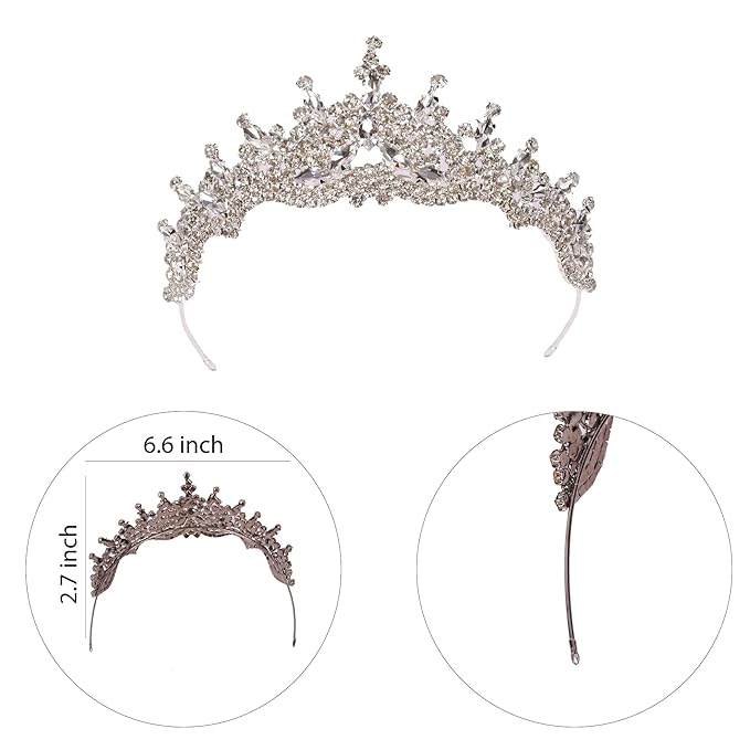 LIMELIA Women's Tiara for Henna Wedding Party|Glitter Hair Accessories for Bridal Birthday Pageant Prom Halloween Cos-play Christmas Party|Dence-Silver