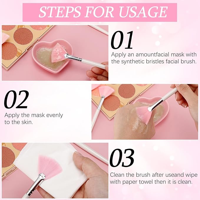 60 Pcs Fan Facial Brushes Fan Mask Soft Facial Applicator Brushes Acid Brush Cosmetic Makeup Blush Applicator Tools for Esthetician Eyeshadow Peel Mud Cream(Pink)