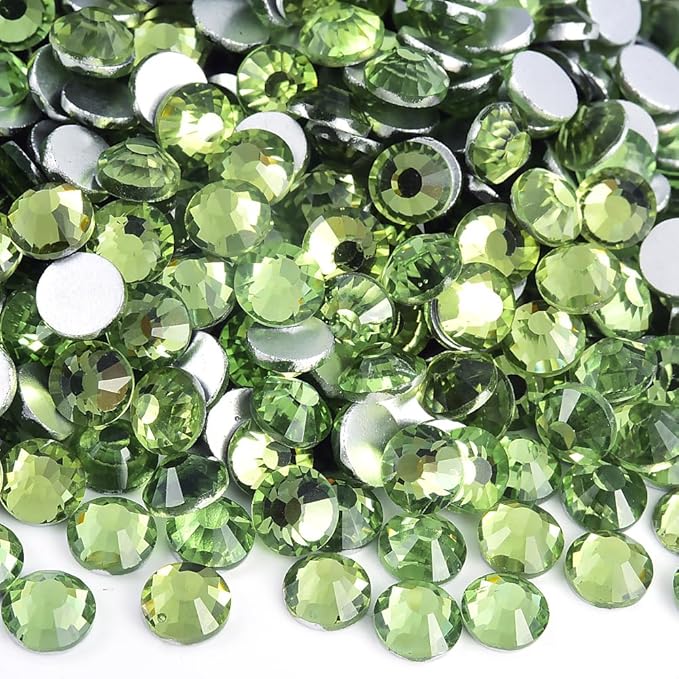 Blinginbox Flatback Rhinestones Bulk,14400pcs Crystal Round Loose Gemstones Glass Rhinestones for Crafts Makeup Nail Art Clothes Shoes DIY Decorations(SS10,2.7-2.9mm,Lt.Peridot)
