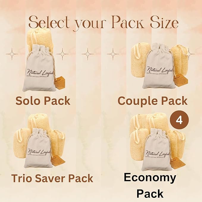 All Natural Loofah Sponge, Pack of 1 Real Egyptian Bath & Shower Exfoliating Loofa Scrubber Sponges for Face, Back & Body, Eco Friendly, No Toxic Chemicals, 6" x 6" by Crafts of Egypt