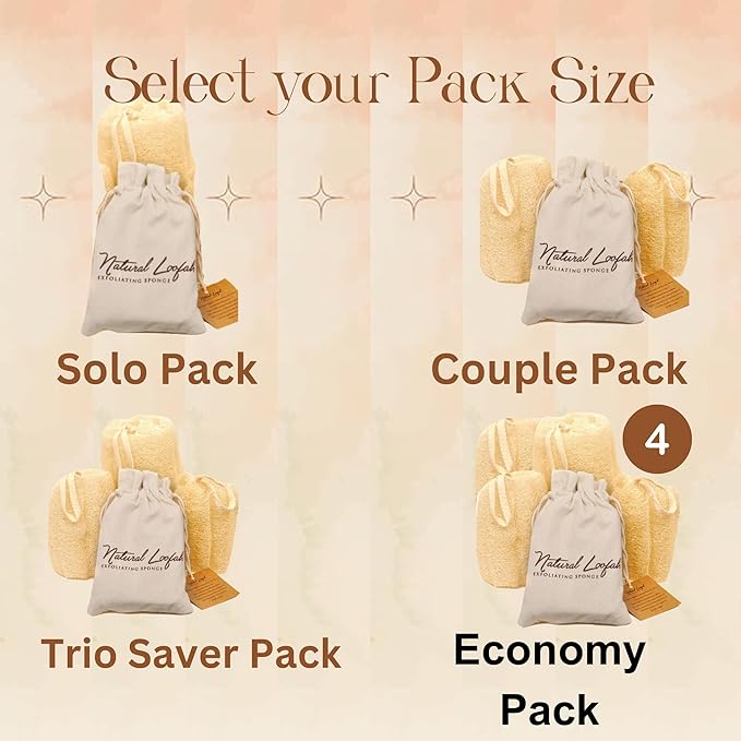 All Natural Loofah Sponge, Pack of 2 Real Egyptian Bath & Shower Exfoliating Loofa Scrubber Sponges for Face, Back & Body, Eco Friendly, No Toxic Chemicals, 6" x 6" by Crafts of Egypt