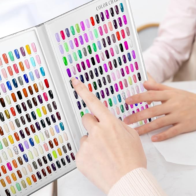 308 Colors Nail Display Swatches Book with 360 Tips for Nail Polish UV Gel Color Cards Nail Salon Tool Sample Display Nail Art for Nail Salons, DIY Nail Art at Home (Sliver)