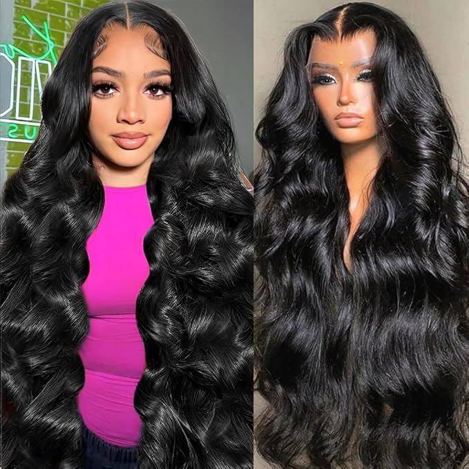 34 Inch 13x6 HD Lace Front Wigs Human Hair Body Wave Lace Front Wigs Human Hair Pre Plucked 200% Density Transparent Lace Frontal Wigs Human Hair Lace Front Wigs Baby Hair Wig for Women