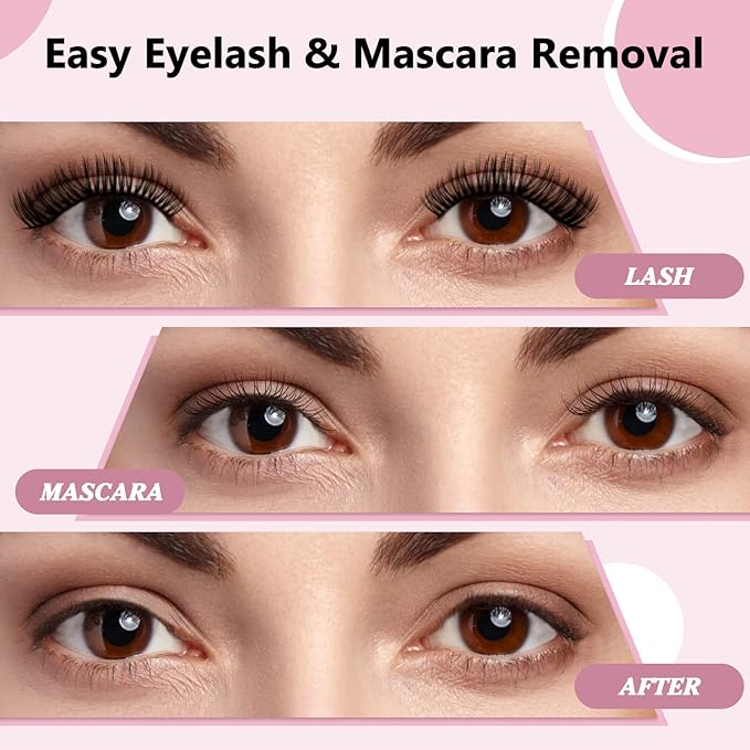 Cluster Lash Glue Remover 10 ML Lash Remover DIY Eyelash Extension Remover Eye Makeup Cleanser, Easy Removal of Cluster Eyelashes Gentle Soothing Nourishing Self-Use Oil Texture 10ML