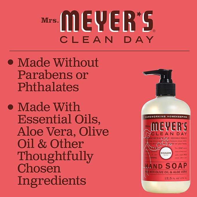 Mrs. Meyer's Liquid Hand Soap, Rhubarb Scent, 12.5 Fl Oz bottle (Pack of 1)