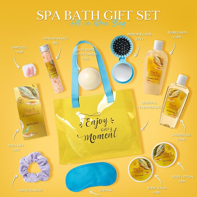 Mother's Day Gifts Travel Shower Set with Tote Bag for women Teen Girls Beach Bag Spa Kit Body Care Kit, Birthday gifts for teenage Spa Gift Gym Vacation